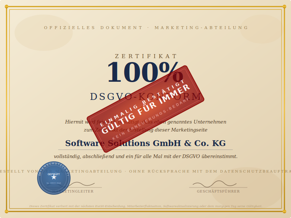 Zertifikat: 100% DSGVO-Konform (AI-generiert) 